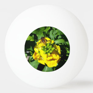 Balle De Ping Pong Abeille sur Fleurs Jaunes
