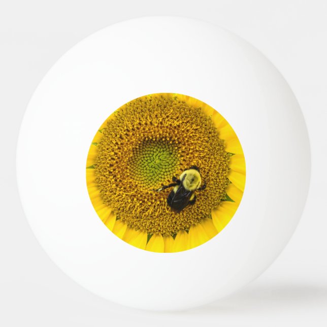 Balle De Ping Pong Abeille sur tournesol (Devant)
