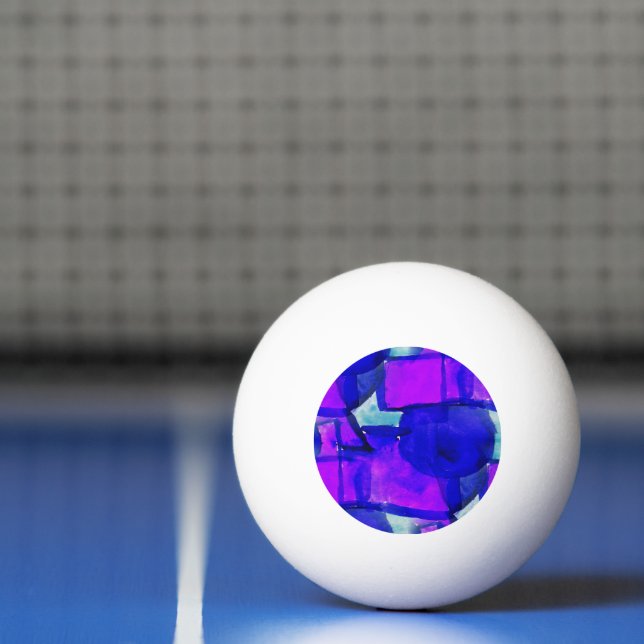 Balle De Ping Pong abstrait dynamique 'Blue & Purple' (Filet)