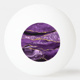 Balle De Ping Pong Agate Purple Gold Nom personnalisé Ping Pong Ball
