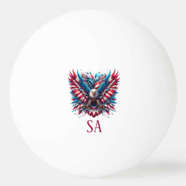 Balle De Ping Pong Aigle américain rouge blanc et bleu (Devant)