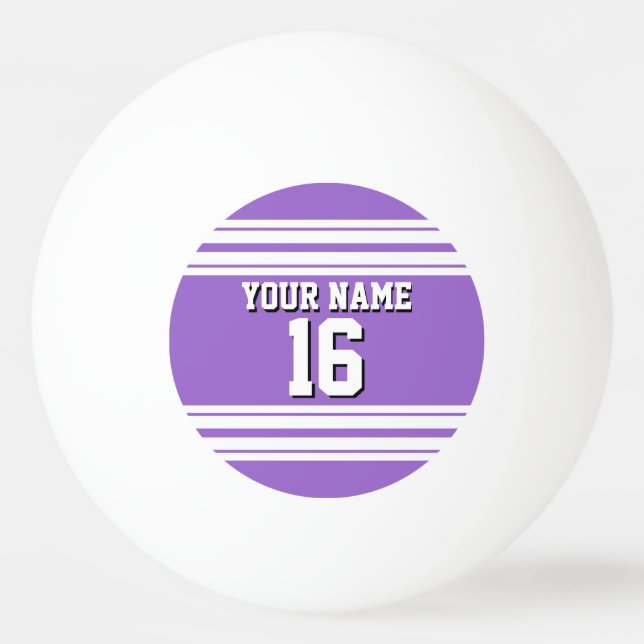 Balle De Ping Pong Amethyst Purple Wht Team Jersey Numéro personnalis (Devant)