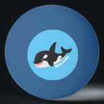 Balle De Ping Pong Amusante baleine orque mignonne dessin animé<br><div class="desc">Ce design mignon présente un joyeux tueur souriant qui souffle des bulles sur un arrière - plan bleu pour le plaisir!</div>