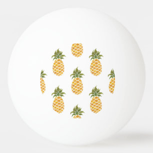 Balle De Ping Pong Ananas peint à la main, arrière - plan aquarelle.