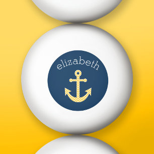 Balle De Ping Pong Ancre nautique avec Motif de Navy Jaune Chevron
