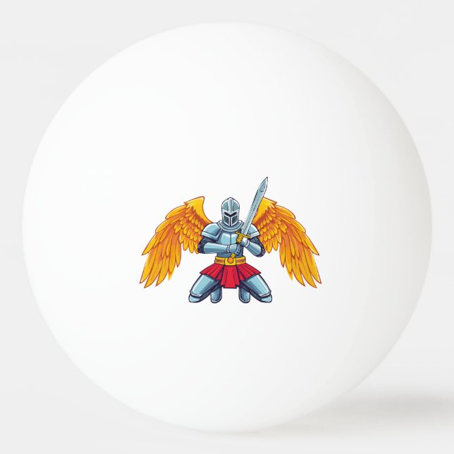 Balle De Ping Pong Ange avec grande épée (Devant)
