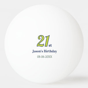 Balle De Ping Pong anniversaire 21 ans nom en lettres grasses jaune b
