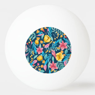 Balle De Ping Pong Aquarelle botanique : fleurs, ornement feuille.