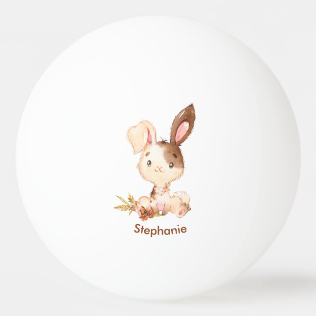 Balle De Ping Pong Aquarelle Brown Petit Lapin (Devant)