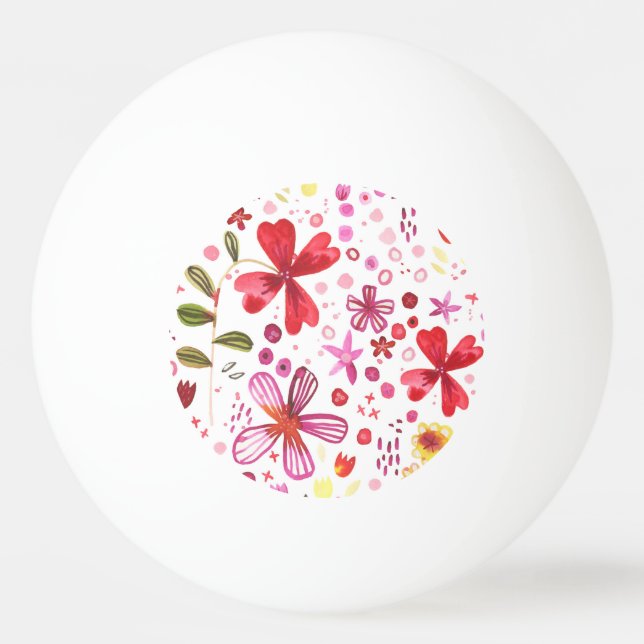 Balle De Ping Pong Aquarelle de fleurs sauvages (Dos)