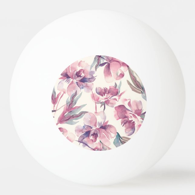 Balle De Ping Pong Aquarelle de pivoines : arrière - plan floral tran (Devant)