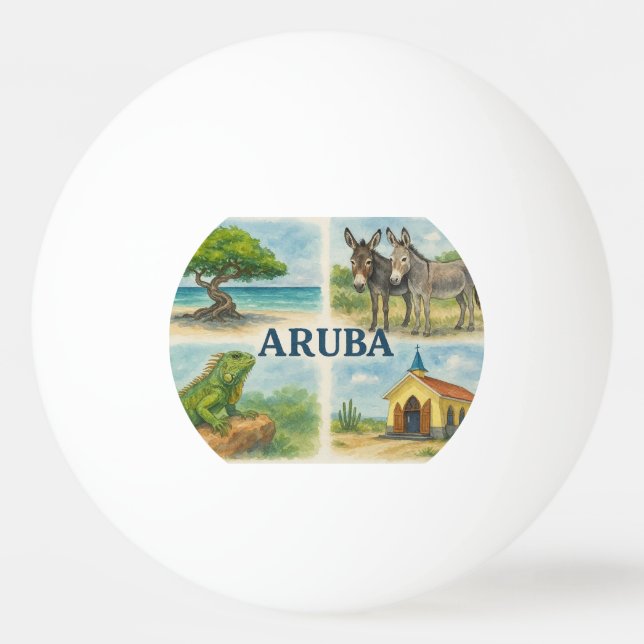 Balle De Ping Pong Aquarelle multi-vue d'Aruba (Devant)