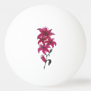 Balle De Ping Pong Aquarelle Rouge Lilies