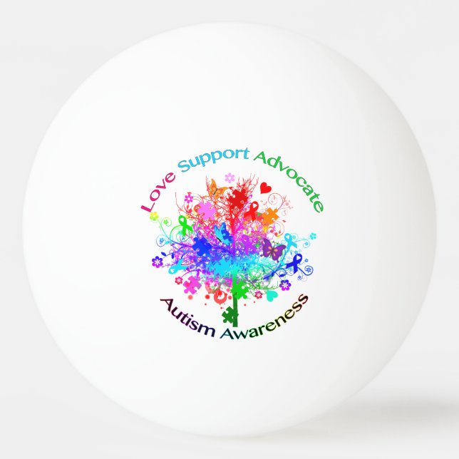 Balle De Ping Pong Arbre d'autisme dans le spectre (Devant)