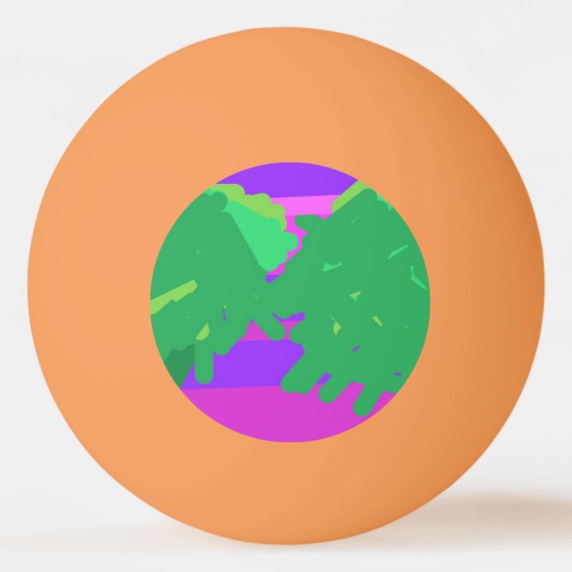 Balle De Ping Pong Arbre vert rose violet du coucher du soleil (Devant)