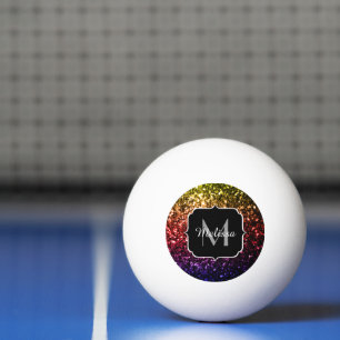 Balle De Ping Pong Arc-en-ciel jaune rouge violet paillettes Monogram