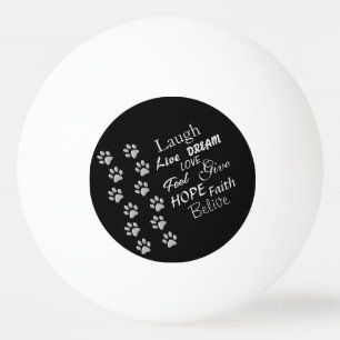 Balle De Ping Pong Arrière - plan noir Silver Dog Paws Motif d'impres