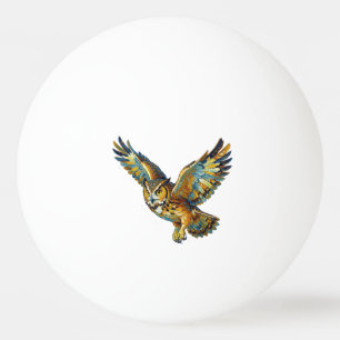 Balle De Ping Pong Art abstrait de chouette volante avec coup de pinc