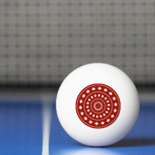 Balle De Ping Pong Art abstrait de soleil rayonnant géométrique rouge
