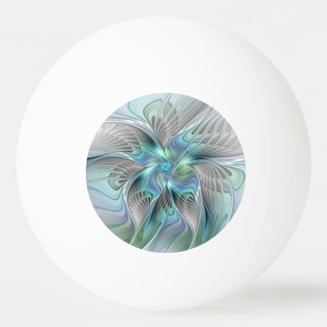 Balle De Ping Pong Art abstrait papillon bleu vert fantasy fractal (Devant)