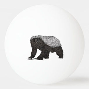 Balle De Ping Pong Art courageux d'animal d'attitude de blaireau de