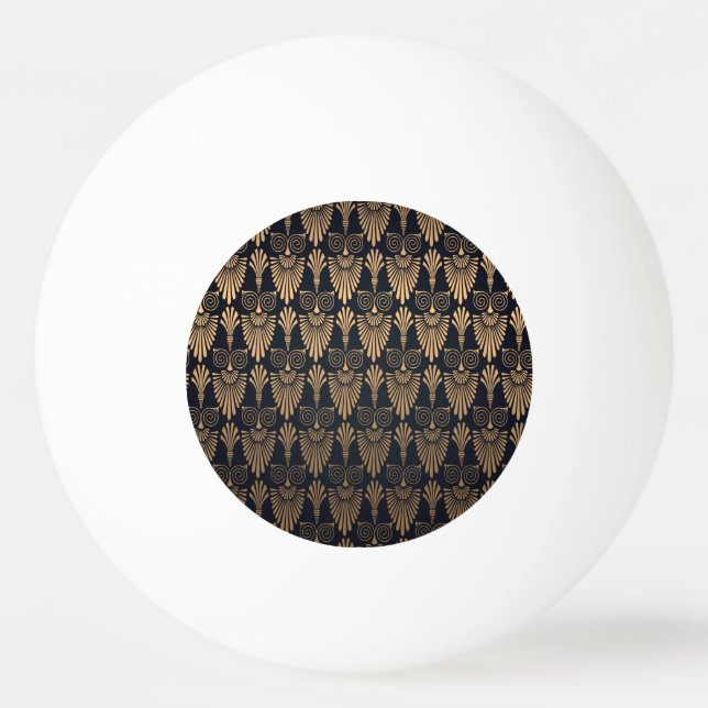 Balle De Ping Pong Art Déco Black Gold : Retro. (Devant)