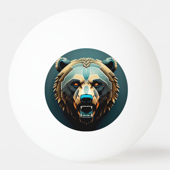 Balle De Ping Pong Art d'ours stylisé féroce  (Devant)