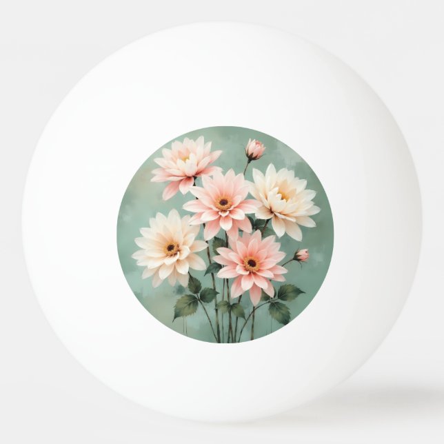 Balle De Ping Pong Art Élégant Chrysanthème Rose (Devant)