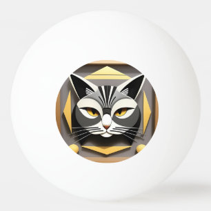 Balle De Ping Pong Art géométrique d'un design abstrait de chat styli
