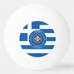 Balle De Ping Pong Athènes, Grèce Emblème & Drapeau