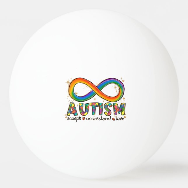 Balle De Ping Pong Autisme Symbole Infini Accepter, Comprendre, Amour (Devant)