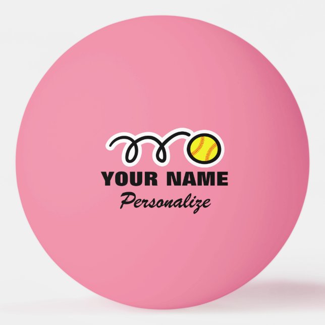 Balle de ping pong avec logo de softball rose pour (Devant)