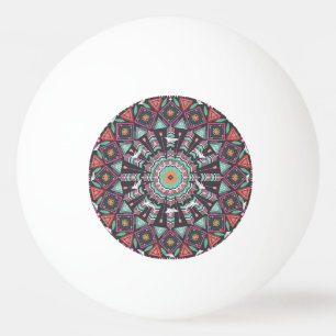 Balle De Ping Pong Aztec géométrique : Motif circulaire coloré