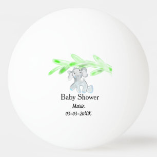 Balle De Ping Pong Baby shower simple bleu gris bébé éléphant ajo