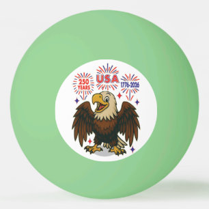 Balle De Ping Pong Bald Eagle avec Fireworks - USA 250 ans 1776-2026