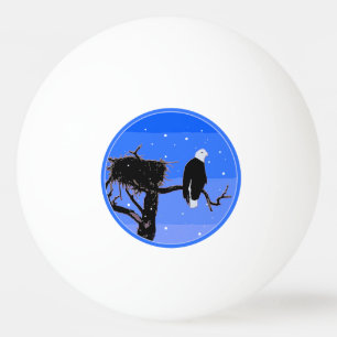 Balle De Ping Pong Bald Eagle en hiver - Art original de la faune