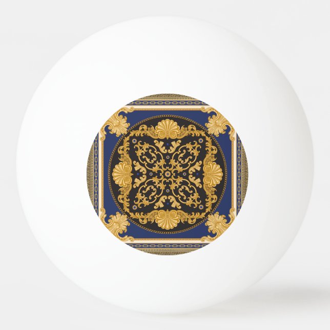 Balle De Ping Pong Bandana Print : Black Blue Gold. (Devant)