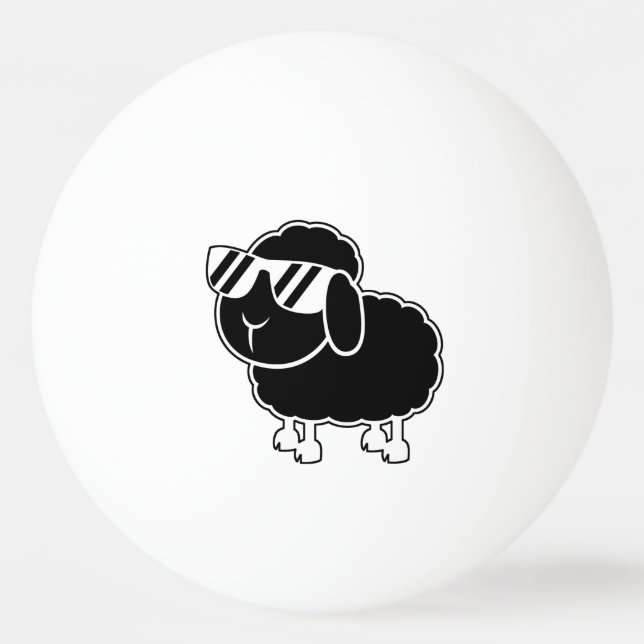 Balle De Ping Pong Bande dessinée mignonne de moutons noirs (Devant)