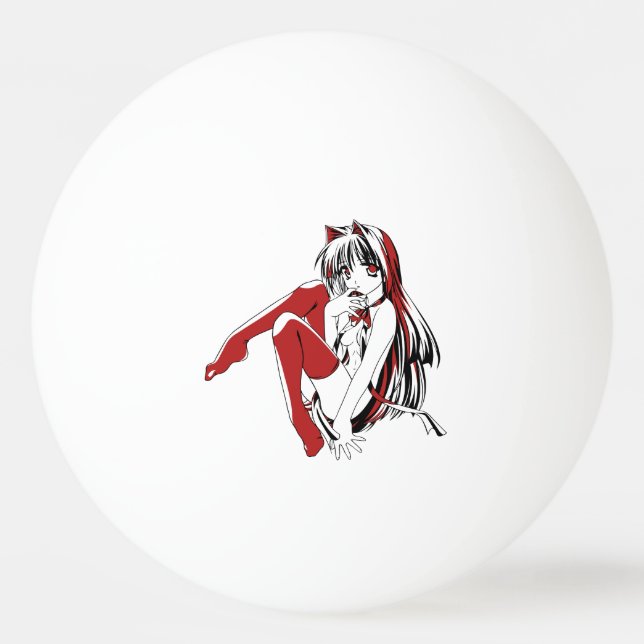 Balle De Ping Pong Bandes dessinées R & B, Anime Loli Chat Feline Fou (Devant)