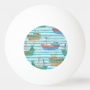 Balle De Ping Pong Bateaux : Motif de peinture aquarelle.