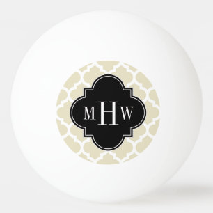 Balle De Ping Pong Beige, White Moroccan #5 Black 3 Initial Monogram