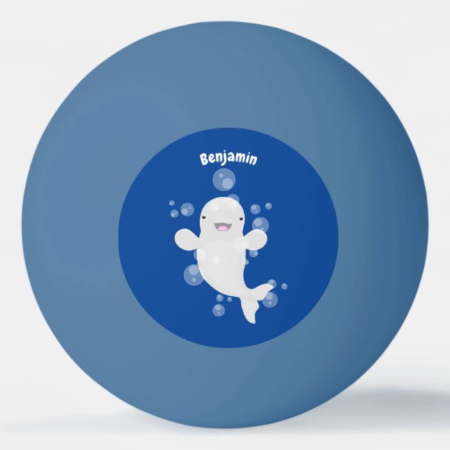 Balle De Ping Pong Béluga mignon bulles dessin de dessin animé (Devant)