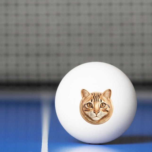 Balle De Ping Pong Bengale Chat 3D inspiré (Filet)