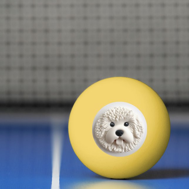 Balle De Ping Pong Bichon Frise Dog 3D inspiré (Filet)