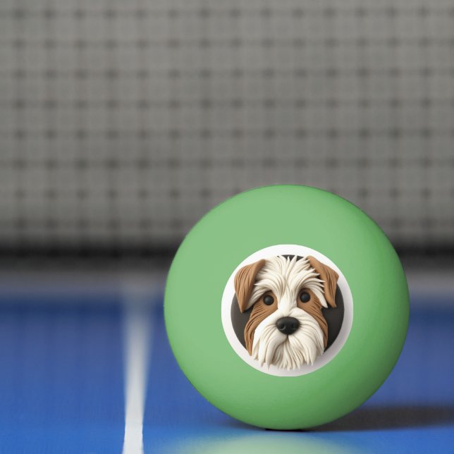 Balle De Ping Pong Biewer Terrier Dog 3D inspiré (Filet)