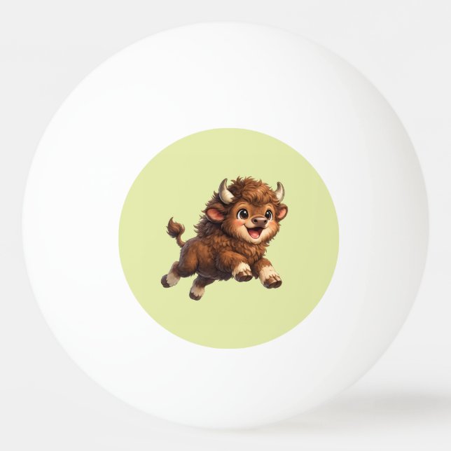 Balle De Ping Pong Bison Adorable Jouant avec Joie  (Devant)