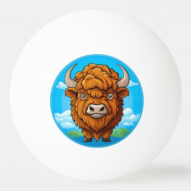 Balle De Ping Pong Bison de dessin animé mignon (Devant)
