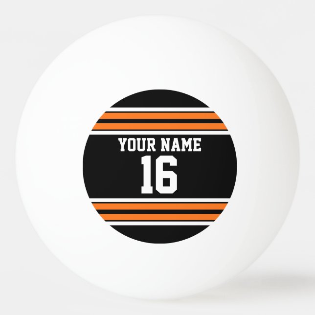 Balle De Ping Pong Black avec Orange White Stripes Team Jersey (Devant)