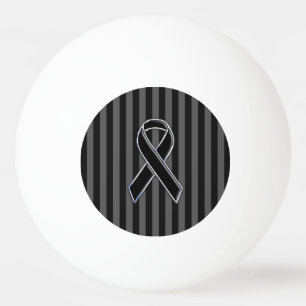 Balle De Ping Pong Black Ribbon Awareness on Vertical Stripes