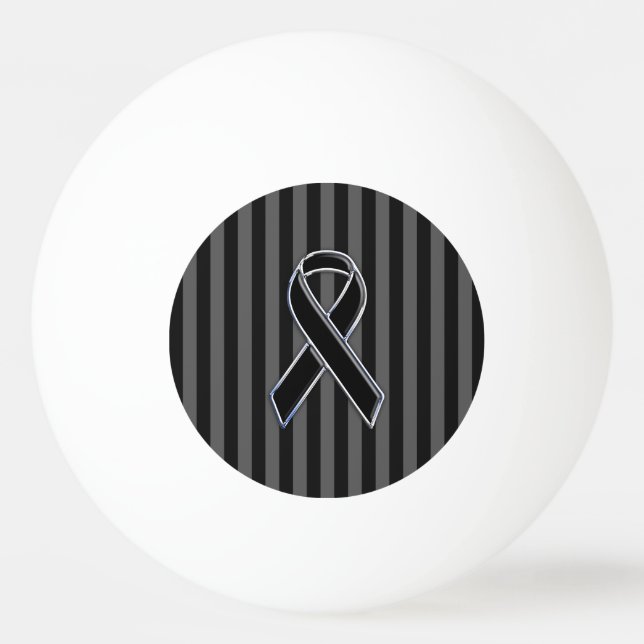 Balle De Ping Pong Black Ribbon Awareness on Vertical Stripes (Devant)